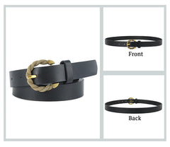 SYGA Women's Retro Snake-Shaped Pin Buckle Thin PU Belt All-Match Long Dress Accessory(Black)