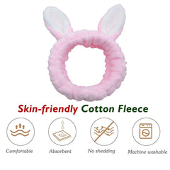 MOMISY Elastic Lovely Hair Band Wash Face Spa Headband-Washable Facial Band Makeup Wrap Headbands Fits All Head Sizes for Women (Pink White)