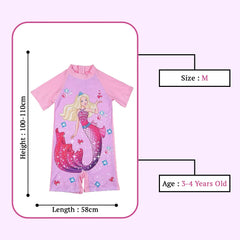 SYGA Children's Swimsuit Short Sleeve Barbie Mermaid-M Size Perfect for Kids Age 3-4 Years Old (Purple)