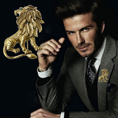 SYGA Men's Lion Brooch Pin with Golden Finish, Decorative Fastening for Clothing