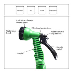 SYGA Foreign Trade Telescopic Water Pipe Household Car Wash High-Pressure Water Garden Water Spray Set High-Pressure Water Pipe Hose Car Wash Water Gun(30m Green)