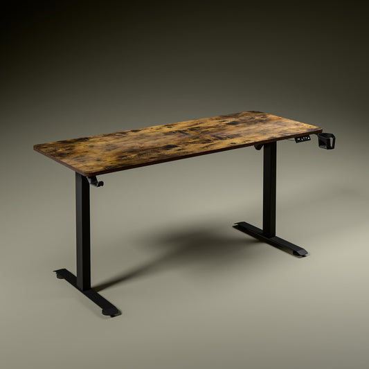 Green Soul Imperium Pro Height Adjustable Table for Office Work|Smart Everyday Ergonomic Table|Impactshield Anti-Collision|3 Year Warranty|Installation Provided (Antique Wood,1500Mm/5 Ft Top),Brown