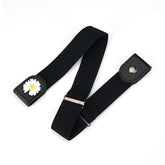 SYGA Jeans Belt Elastic Women's Punch-Free Decoration Flower buckle Style Lazy Belt