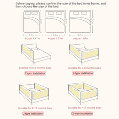 SYGA Pack of 2 Bed Rail Guard, Portable Safety Guardrail for King/Queen Size Bed - 88cm Tall_(1.5m,1.8m_Cream)