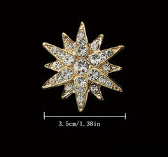 SYGA Men's Suit Chest Brooch Fashionable Rhinestone Decoration Diamond Clothing Accessories Golden six-pointed star