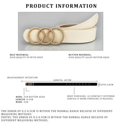 SYGA Women's PU Leather Belt Tripple O Ring Waist Belt Waist Size 24 Inch to 36 Inch, White