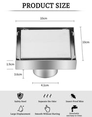 SYGA 304 Stainless Steel Square Shower Room Floor Drain Sanded Finish 10 x 10 cm
