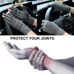 MOMISY Silicone Arthritis Gloves Women Men Hand Fingerless Compression Wrist Support Therapy Relieve Pain From Rheumatoid Rsi Carpal Tunnel For Typing Writing Dailywork-1 Pair, Grey, Small