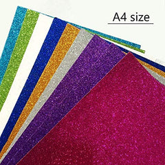SYGA A4 Foam Glitter Paper, 10 Sheets Glitter Self-Adhesive Sticker Sticky Back Craft Art Sparkling Sign Gemstone Metallic Color for Children's Craft Cutters Art Multicolor