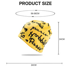MOMISY Women Unisex Winter Beanie Hat & Neck Warmer | Knitted Multifunctional Scarf Cap with Letter Print | Warm Pullover Hat (in, Alpha, Free Size, YellowLetter)