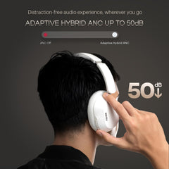 Noise Airwave Max 5 Wireless Over-Ear Headphones with Adaptive Hybrid ANC (up to 50dB), HFA Tech, 80H Playtime, Dual Pairing(Calm Beige)