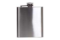 SYGA Hip Flask Set Gift Box Pocket Flask Funnel and 2 Cups Pocket Friendly Pocket Drinking Flask for Alcohol Whiskey Rum Vodka for Men and Women, Brown Leather - 210ml