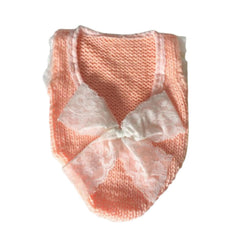 MOMISY Baby girl's Photography Photoshoot Costume,crochet Romper with lace boarder and lace bow on backside (Orange, Newborn)