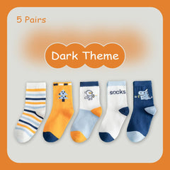 SYGA 5 Pairs Baby Girl & Baby Boy Socks, Toddlers Infant Cotton Stretch Crew Socks with Theme Design, Suitable for 0-2 Years baby