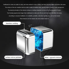 SYGA 2 Stainless Steel Whiskey Stones Ice Cubes with Container-Food Grade Quick-Frozen Ice for Wine - Metal Ice Cubes for Chilling Red Wine