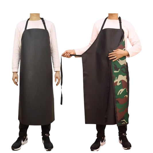MOMISY Waterproof PVC Kitchen Apron, Camouflage Pattern, Suitable for Men and Women