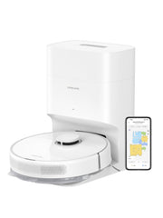 DREAME D10 Plus Gen 2 Robot Vacuum and Mop, Self-Emptying with 90-Day Dust Storage, 6,000Pa Suction for Carpets & Pet Hair, LiDAR Smart Navigation, 285-Min Runtime, Multi-Floor Mapping, White