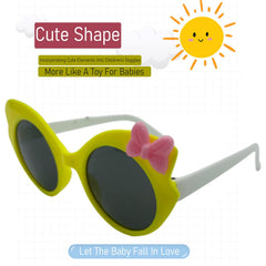 SYGA Children's Goggles Panda Style Bow Tie Sunglasses Anti-UV Lens Eyewear Kids Sunglasses (Blue Frame Pink Legs)