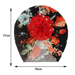 SYGA Baby Turban Hat, Toddler Beanie Cap Infant Hat 6 Month-4 Years Cotton Floral Baby Cap Headwear Unisex with Big Flower Soft Cute Hat