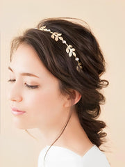 SYGA Girls & Women's Hair Bands with Adjustable Metal Band, Perfect for Parties and Weddings(Leaves-01)