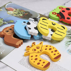SYGA 5 Pcs Children Safety Door Pinch Guard,Door Slam Stopper Soft Foam Door Stopper,Prevents Finger Pinch Injuries &Child or Pet from Getting Locked in Room,Colorful Cartoon Animal Cushion-Muticolor