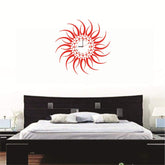SYGA PVC Vinyl Red Sun Design Wall Clock Stickers, Multicolor