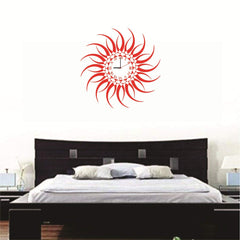 SYGA PVC Vinyl Red Sun Design Wall Clock Stickers, Multicolor