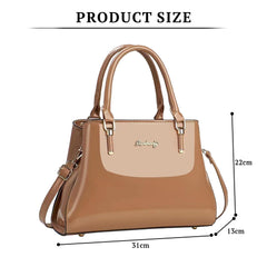 SYGA Pack of 3 Women's Glossy Patent Leather Clutch,Wallet & Handbag, Zipper Purse Suitable Gift for a Festival,occasion,Birthday(KHAKI)