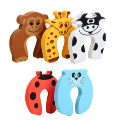 SYGA 5 Pcs Children Safety Door Pinch Guard,Door Slam Stopper Soft Foam Door Stopper,Prevents Finger Pinch Injuries &Child or Pet from Getting Locked in Room,Colorful Cartoon Animal Cushion-Muticolor