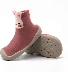 MOMISY Baby Socks Animal Themed, Funny Cartoon Printed Cotton Socks with Shoes - Soft, Non-Slip, and Comfortable Size 12-18M(PinkCat-22-23)