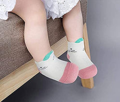 MOMISY 5 Pairs Tube Socks for Kids Toddlers Infant Baby Girl Boys (PinkKitten, 4 year to 6 year)