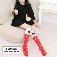 MOMISY 1 Pair of Baby Spring Winter And Autumn Combed Cotton Long Tube Knee-High Socks Suitable Age of 3 to 12 Years (IN, Age, 3 Years, 12 Years, RedDotBear)