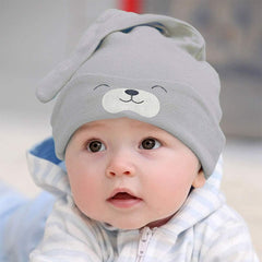 SYGA Baby Cap Cotton Small Cute Puppy Long Tailed Design Strechy Comfortable for Baby Sleep Cap 0-2 Years Black
