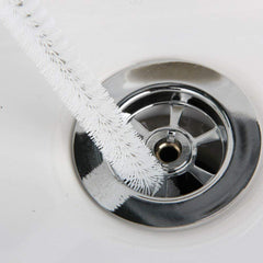 Syga Flexible Iron and Plastic Water Pipe Drain Long Hair Bath Plug Overflow Unblocker Stick Sink Cleaning Brush (45 cm, White)