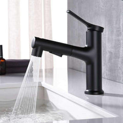 SYGA 3 Ways Basin Sink Faucet Wash Sprayer 360 Degree Rotate Deck Mount Faucet Hot and Cold Water Tap Bathroom Accessories (Alloy Black)