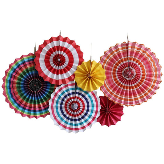 SYGA 6 Pieces of Paper Flower Fan Decoration Background Wall DIY Paper Fan Flower Ball Set