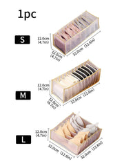 MOMISY Bra Socks Underwear Organizer Folding Closet Storage Boxes Clothes Separated Organizer 6/7/11 Compartments Grids Drawer Organizer, Pack of 3 (Beige)