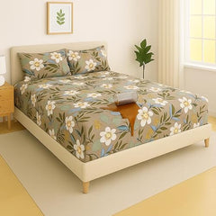 HOMEKART Premium Cotton 220TC 78 x 72 x 8 King Size Double Bed Mattress Cover Protector with Zip/Chain|Provides All Around Protection - 1 pc Multicolor (Grey, 78 x 72 x 8)
