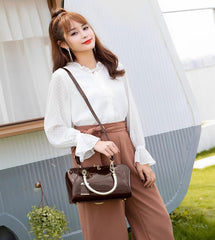 SYGA Gloosy versatile patent leather women's bags, texture and personality, portable Handbag, crossbody bag(COFFEE)