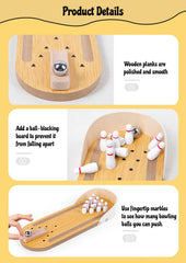 SYGA Children's Wooden Bowling Game Set, Wood Pins and Balls, Interactive Toy for Kids