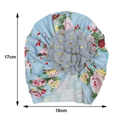 SYGA Baby Turban Hat, Toddler Beanie Cap Infant Hat 6 Month-4 Years Cotton Floral Baby Cap Headwear Unisex with Big Flower Soft Cute Hat, Grey Floral