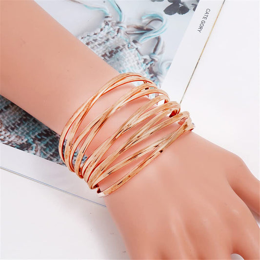 SYGA Cross Border Metal Open Hollow Vintage Bracelet for Girl, Party, Holiday, Beach Accessories - 10 Gold