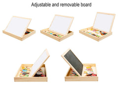 SYGA Wooden Kids Educational Toys Magnetic Easel Double Side Dry Erase Board Puzzles Games