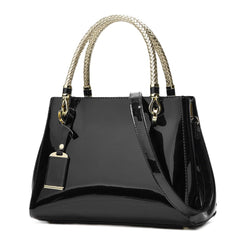SYGA Women's Glossy Patent Leather Handbag Large Capacity Bag Suitable Gift for a festival,occasion,Birthday(BLACK)
