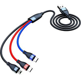 SYGA 3 in 1 Charging Cable, Nylon Braided USB Cable for Android, iOS and Type C Devices, 5A, 3 Feet