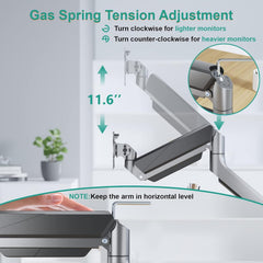 Jin Office Premium Heavy Duty Gas Spring Monitor Stand | 13-46" Monitor Support | Height Adjustable | VESA Compliant Upto 100 * 100mm | 1 Year Warranty | Metallic Finish | 18KG Weight Capacity