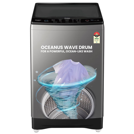 Haier 8 kg 5 Star Oceanus Wave Drum Washing Machine Fully Automatic Top Load (ETL80-HBFS5NZP,Brown Grey)
