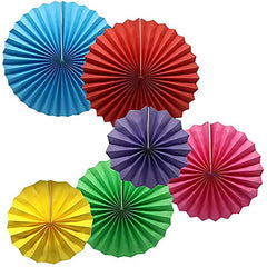 SYGA 6 Pieces of Paper Flower Fan Decoration Background Wall DIY Paper Fan Flower Ball Set Pure Color Paper Fan