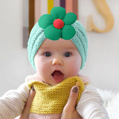 SYGA Baby Cap Flower Wool Warm Knitted Streachable Hat Infant Toddler Baby Cap 0-3 Years (Coffee)