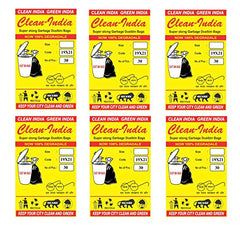Clean India - Plastic Garbage Bags|6 Packs Of 30 Pcs | 19X21 Medium Disposable Garbage Trash Waste Dustbin Bags Of 54Cm X 48Cm (Ci19210008) - 180 Count